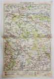 HARTA ZONEI CHISINAU - ORHEI - HUSI , LITOGRAFIE DE M.D. MOLDOVEANU , 1936, POLICROMA