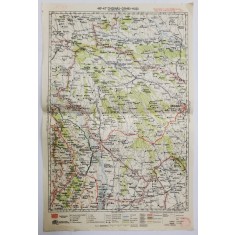 HARTA ZONEI CHISINAU - ORHEI - HUSI , LITOGRAFIE DE M.D. MOLDOVEANU , 1936, POLICROMA