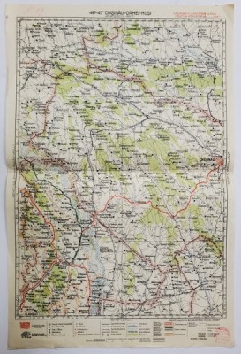 HARTA ZONEI CHISINAU - ORHEI - HUSI , LITOGRAFIE DE M.D. MOLDOVEANU , 1936, POLICROMA foto