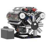 Motor Clasic V8, Kit STEM cu Design si Functii Reale, 522 piese, functie baterii, Ideal pentru adulti si Copii +8 ani