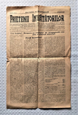 Ziar legionar vechi anul I nr. 1 Prietenii invatatorilor, gazeta 1934 - RARITATE foto