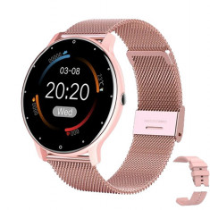 Ceas inteligent Smart Watch Pentru Fitness, Bratara Metal, Rezistent la apa IP67, Ecran tactil, Bluetooth, Apel, Mesaje, Monitorizare Ritm Cardiac, Mo