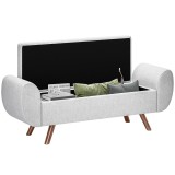 HOMCOM Bancă cu Spațiu de Depozitare cu Cotiere din Țesătură și Lemn 132x42x50 cm Gri | Aosom Romania