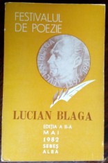 FESTIVALUL DE POEZIE &#039;LUCIAN BLAGA&#039;, EDITIA A II-A, SEBES, ALBA, MAI 1982