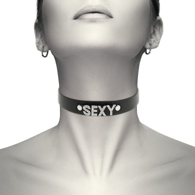 Chocker Strasuri SEXY - Colier Negru Chic Desire, Coquette Sexy Vegan Leather foto