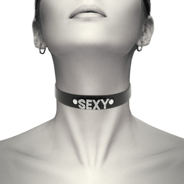Chocker Strasuri SEXY - Colier Negru Chic Desire, Coquette Sexy Vegan Leather