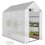 Outsunny Seră cu Ușă Rulabilă și 4 Rafturi, Seră pentru Creșterea Plantelor și Florilor &icirc;n Aer Liber, 120x186x190 cm, Alb | Aosom Romania
