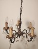 Candelabru antic din bronz masiv in stilul francez Louis si elemente din cristal