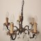 Candelabru antic din bronz masiv in stilul francez Louis si elemente din cristal