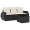 Set mobilier de gradina cu perne, 4 piese, negru, poliratan