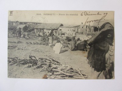 Carte postala Djibouti:piata de desfacere,circulată 1909 foto