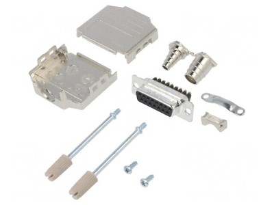 Conector D-Sub 15 PIN Mamă Drept cu Terminal de Șurub pentru Cablu foto