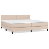 Cumpara ieftin Pat continental cu saltea, cappuccino, 200x200 cm, piele eco