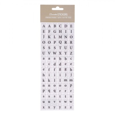 Autocolante Decorativ Stickers, 96 Bucăți, Litere Majuscule și Minuscule, Alb, Dimensiuni 1.5x1.5cm foto