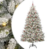 Cumpara ieftin Brad de Crăciun artificial Verde și alb 270 cm PVC și Metal