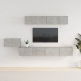 vidaXL Set dulap TV, 5 piese, gri beton, lemn prelucrat