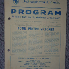 Program meci Progresul Braila - FC Constanta 24 iunie 1979