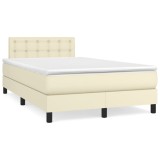 Cumpara ieftin Pat box spring cu saltea, crem, 120x200 cm, piele ecologica