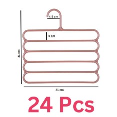 Set 24 Umerase Multifunctionale din Plastic cu 5 pozitii pentru Haine si Accesorii, Anti-derapante, 31 x 31 cm, Maro