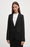 United Colors of Benetton sacou culoarea negru, un singur rand de nasturi, neted, 2OIGDW02B