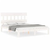 Cumpara ieftin Cadru de pat fara saltea, alb, 160x200 cm, lemn masiv pin