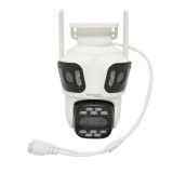 Camera de supraveghere 4 lentile, 3 obiective 12 MP, 2 CPU dual control, P2P WIFI 2.4GHz, PTZ cu senzor de miscare, night vision color, AI detectie u