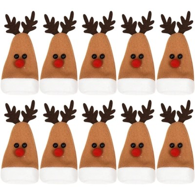 Set 10 Decoratiuni de Craciun, Flippy, pentru Sticle, Tacamuri, Model Ren, 14 x 6 cm, Multicolor foto