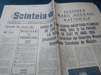 ZIARUL SCANTEIA 22 DECEMBRIE 1965 SESIUNEA MARII ADUNARI NATIONALE foto