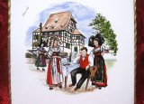 FAIANTA VILLEROY&amp;BOCH IN RAMA ALAMA - SUPORT OBIECTE FIERBINTI DECOR ALSACIENI IN COSTUME POPULARE 15/15 CM