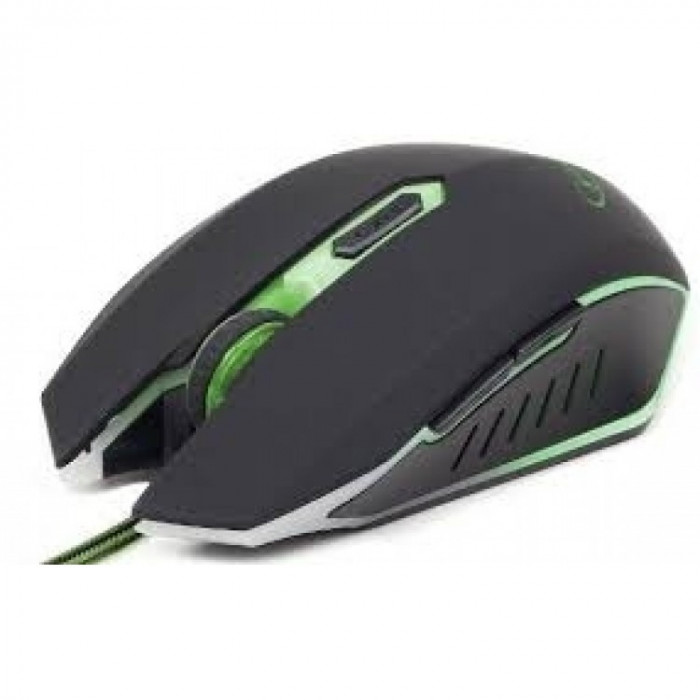 Mouse Gembird MUSG-001 , Optic , 2400 DPI , Gaming , Iluminare LED , Negru/Verde