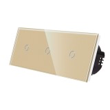 Cumpara ieftin Intrerupator touch triplu din sticla Luxion, auriu, elegant