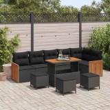 vidaXL Set de canapele pentru grădină cu pernă 12 pcs Negru poliratan 3365279