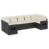 Cumpara ieftin Set canapele de gradina cu perne, 7 piese, negru, poliratan