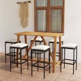 Set mobilier bar de grădină cu perne, 7 piese, negru