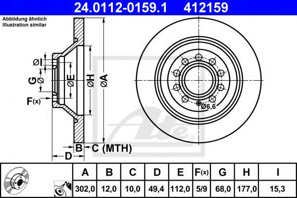 Disc frana AUDI A6 Avant (4F5, C6) (2005 - 2011) ATE 24.0112-0159.1