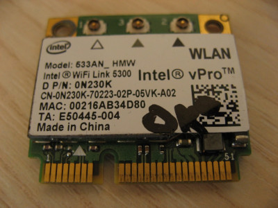 Placa wireless laptop Dell Vostro 2510, Intel WiFi Link 5300, 533AN_HMW, 0N230K foto