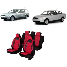 Set huse scaune compatibile VW Passat B5 (1997-2005) Piele + Textil (Compatibile cu sistem AIRBAG)