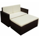 VidaXL Set mobilier de grădină cu perne, 2 piese, maro, poliratan 42733