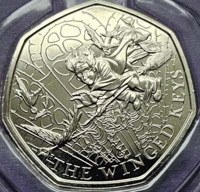 50 pence 2024 Marea Britanie, The Winged Keys, Harry Potter, Bunc foto