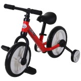 HOMCOM Bicicletă pentru copii cu pedale 2 &icirc;n 1, roți și pedale detașabile, roți de 12&quot; cu &icirc;nălțimea șeii reglabilă pentru copii de la 2 la 5 ani, oțel