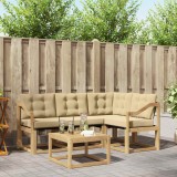 vidaXL Set canapele gradina exterior 5 piese lemn acacia, textilene alb bej