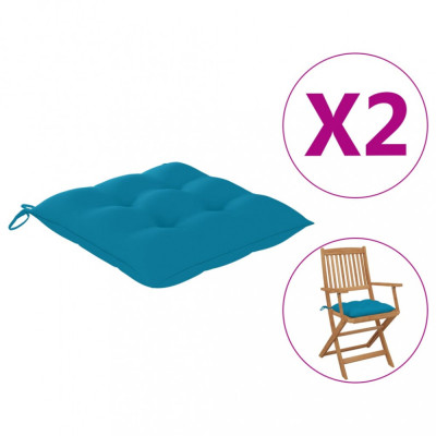 Perne de scaun, 2 buc., albastru deschis, 40x40x7 cm, textil foto