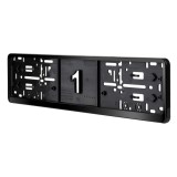 Suport numar inmatriculare neagru Premium UE/DE AMiO, lucioasa, ABS ranforsat, 520 x 110 mm, pentru placi standard UE, Germania si Austria