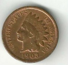 SUA STATELE UNITE ALE AMERICII 1 ONE CENT 1903 INDIAN HEAD STARE EXCELENTA