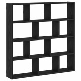 Raft cubic de perete cu 12 compartimente negru lemn prelucrat, DKD Home Decor