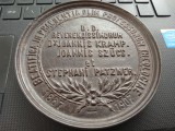 Medalion religios rotund din fier &icirc;nnegrit, semnat la margine din1907