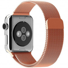 Curea iUni compatibila cu Apple Watch 1/2/3/4/5/6/7, 42mm, Milanese Loop, Otel Inoxidabil, Rose Gold foto