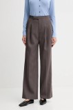 ISABELLE BLANCHE pantaloni din l&acirc;nă culoarea maro, lat, high waist, IS25FW-P044-T003