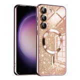 Husa pentru samsung galaxy s25, glitter magsafe, atasare magnetica, rose gold