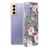 Techsuit - Marble Series - Samsung Galaxy S21 Plus,gri cu flori